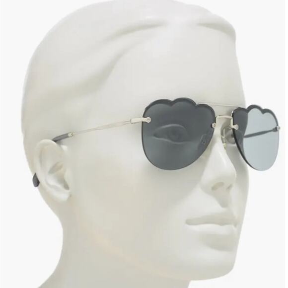 Miu Miu 58mm ☁️ Irregular Cloud Sunglasses DARK GRAY FLASH SILVER pilot aviator - Picture 15 of 15